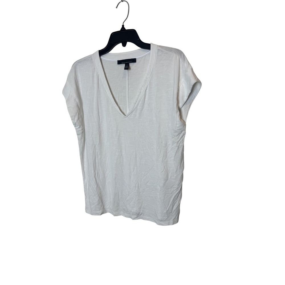 White House Black Market Shirt Womens Medium White Pink V Neck Cap Sleeve 2 Pack